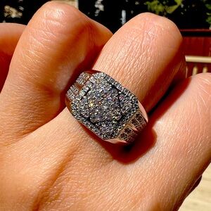 New Moissanite Men’s Ring Luxury 1.06CT, 18K White Gold Plated Sterling silver